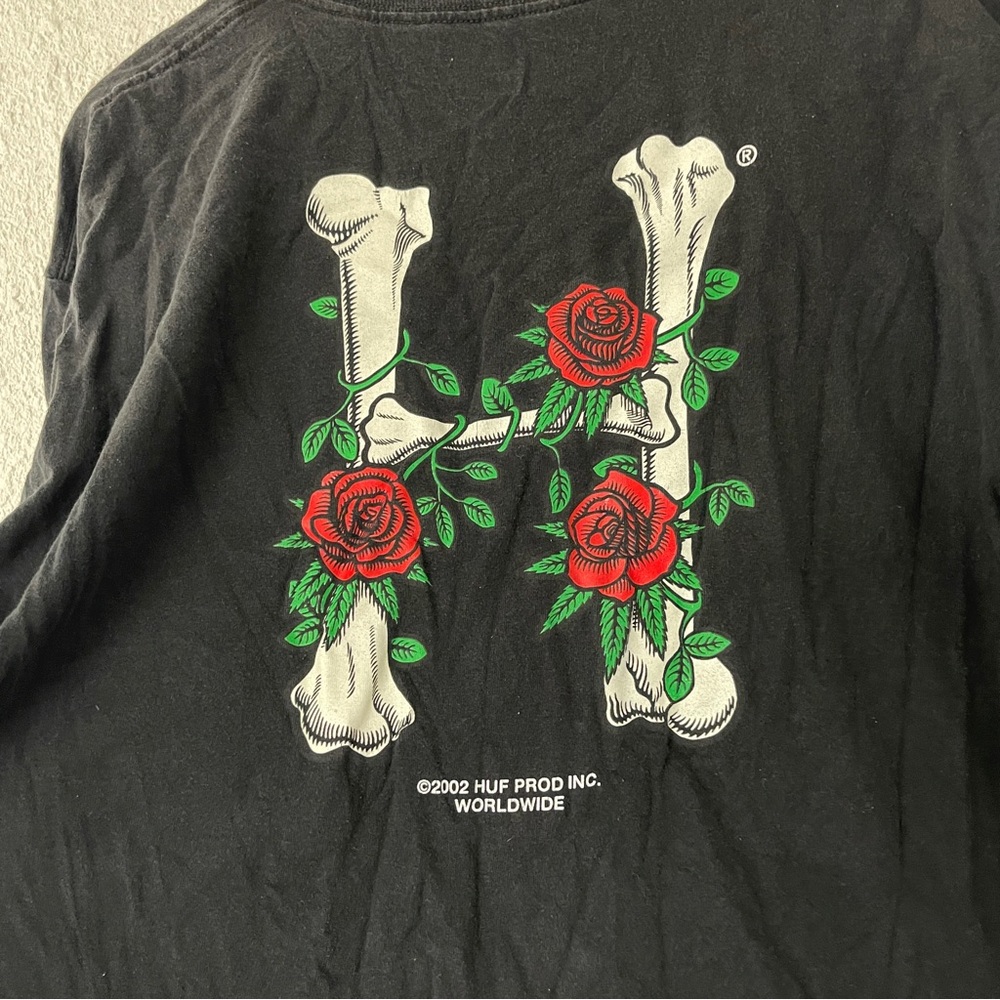 HUF vintage Black Tee with Floral Logo XL - Picture 7 of 7